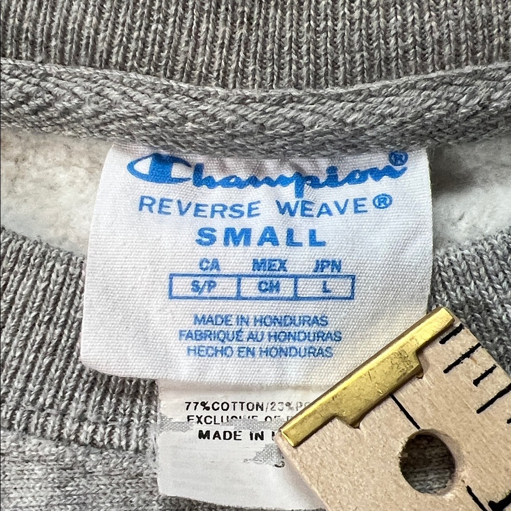 Champion Reverse Weave Crewneck Sweatshirt Gray Large Spellout Logo - Picture 2 of 6